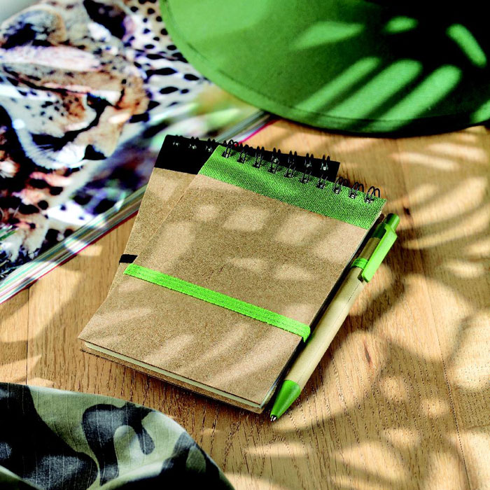 Блокнот с ручкой, лайм-1