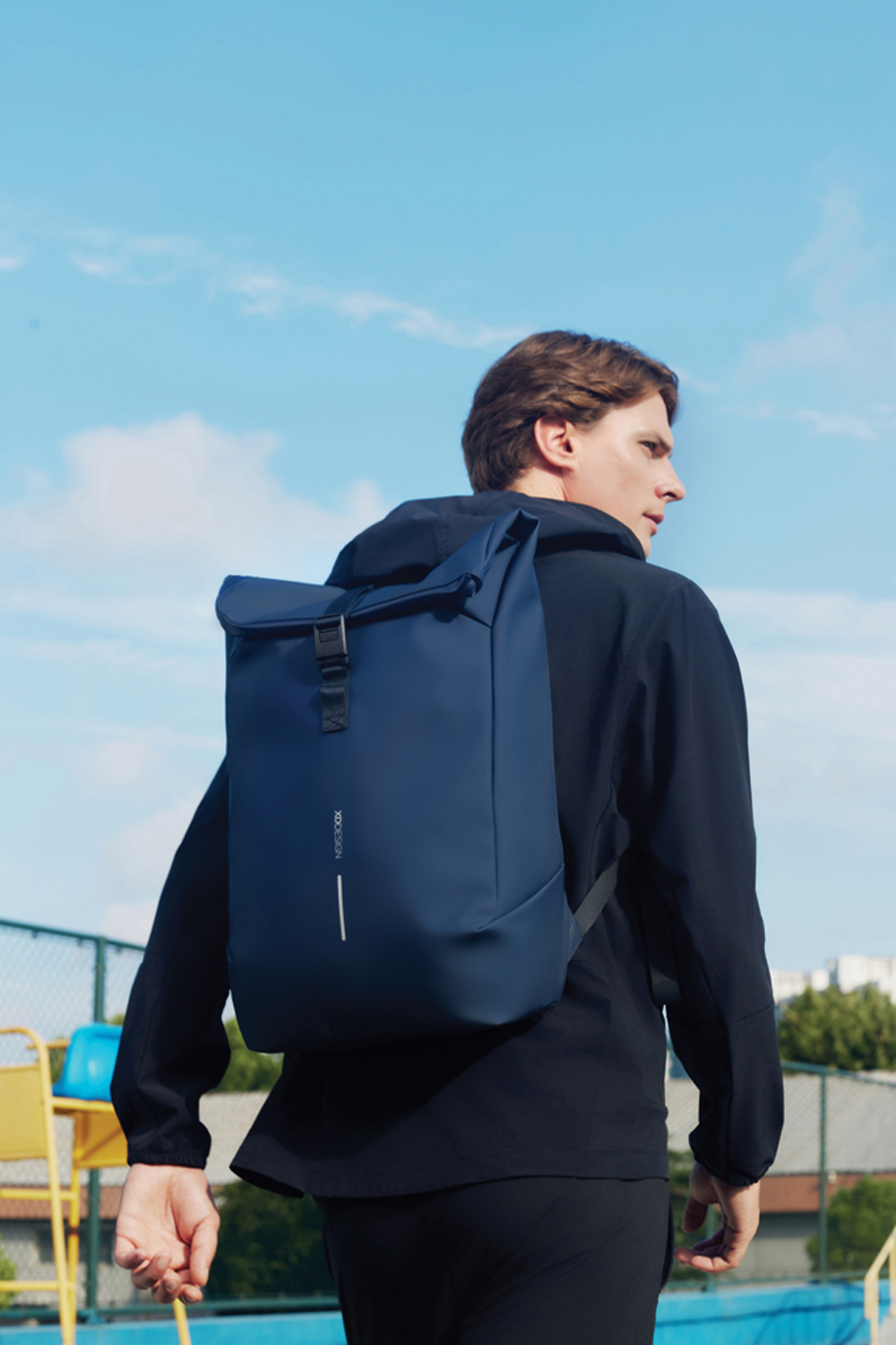 Антикражный водонепроницаемый рюкзак Urban Flap-Top, темно-синий-11