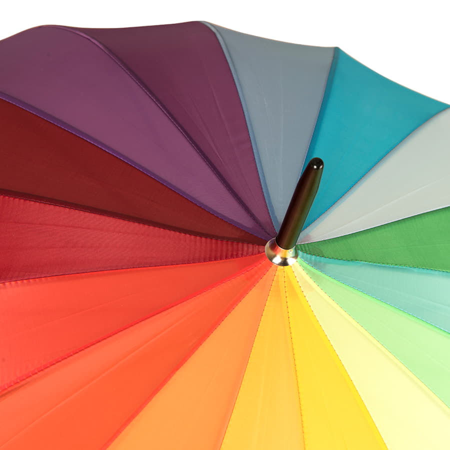 Зонт-трость  "Радуга", деревянная ручка, полуавтомат, разные цвета-3