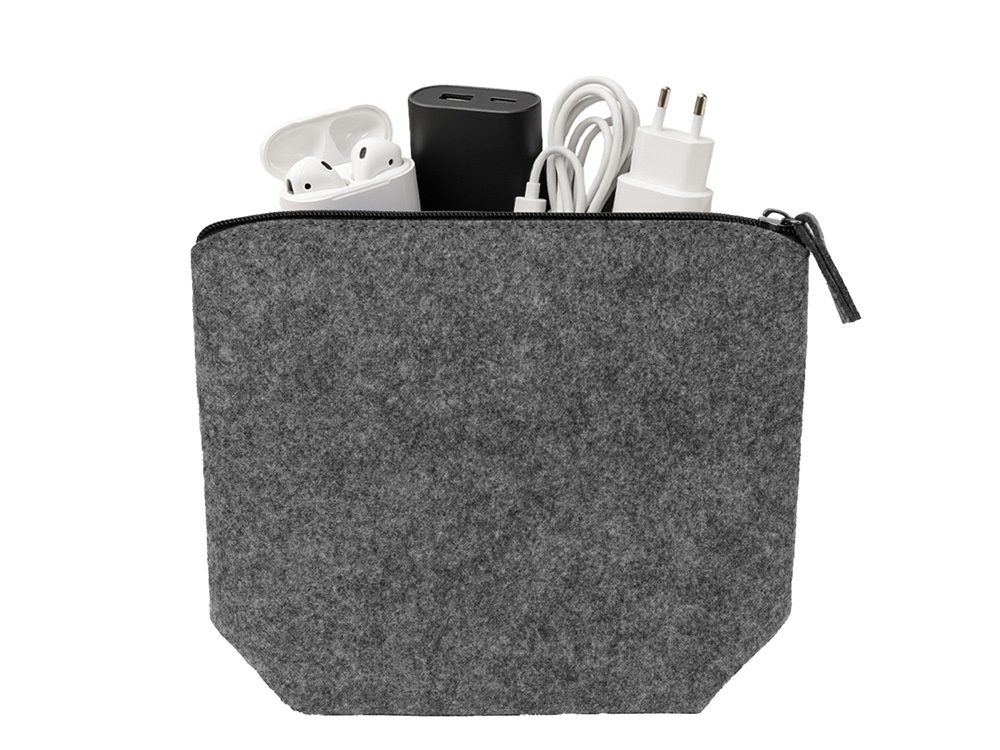 Органайзер для электроники и проводов Felt из RPET-фетра, серый-0