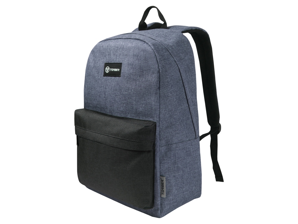 Рюкзак TORBER ГРАФФИТИ, серый с карманом черного цвета, полиэстер меланж, 42 х 29 x 19 см-1