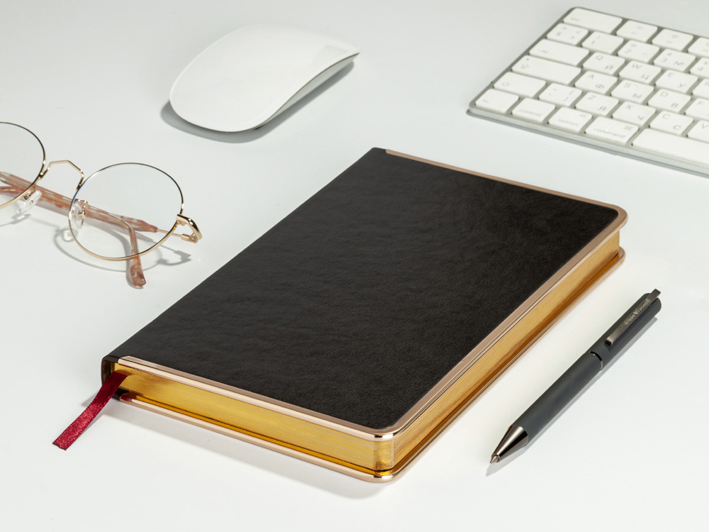 Ежедневник А5 недатированный Chelsea, серый (золотистый кант и срез)-4