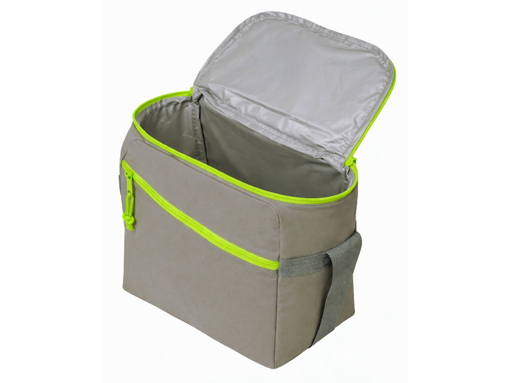 Изотермическая сумка-холодильник Neo Classic c контрастной молнией, серый/зеленое яблоко-4