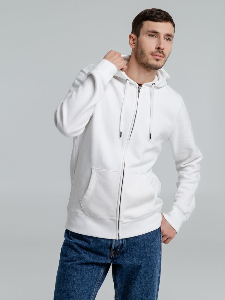 Толстовка на молнии с капюшоном унисекс King, белая-5