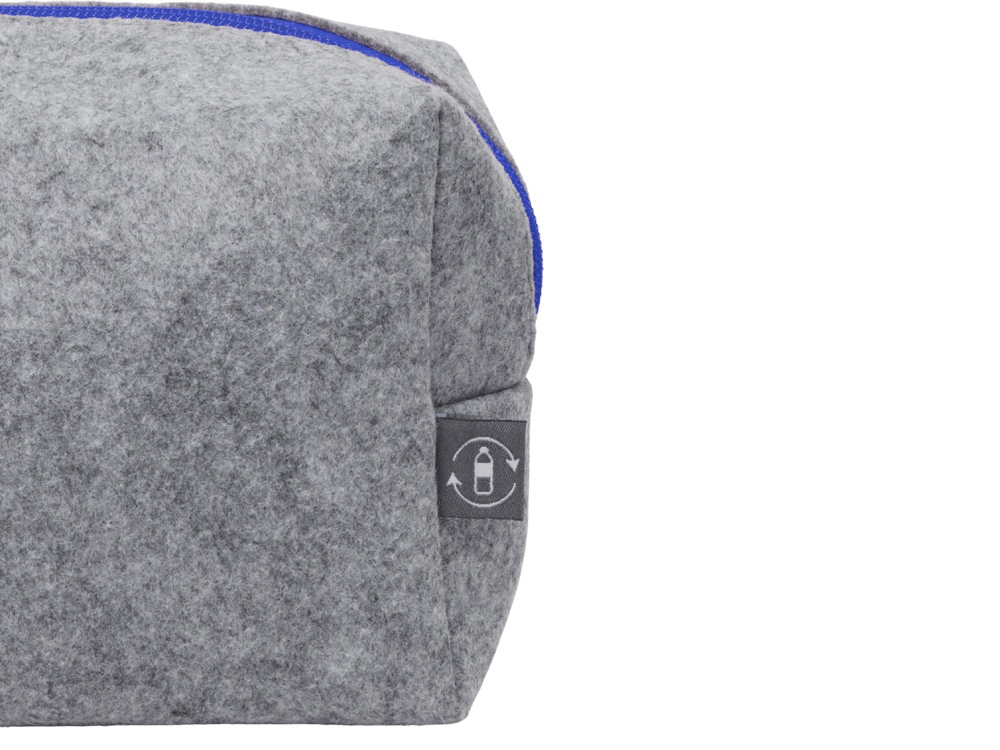 Органайзер для электроники и проводов Felt из RPET-фетра с ручкой, серый с синим-7