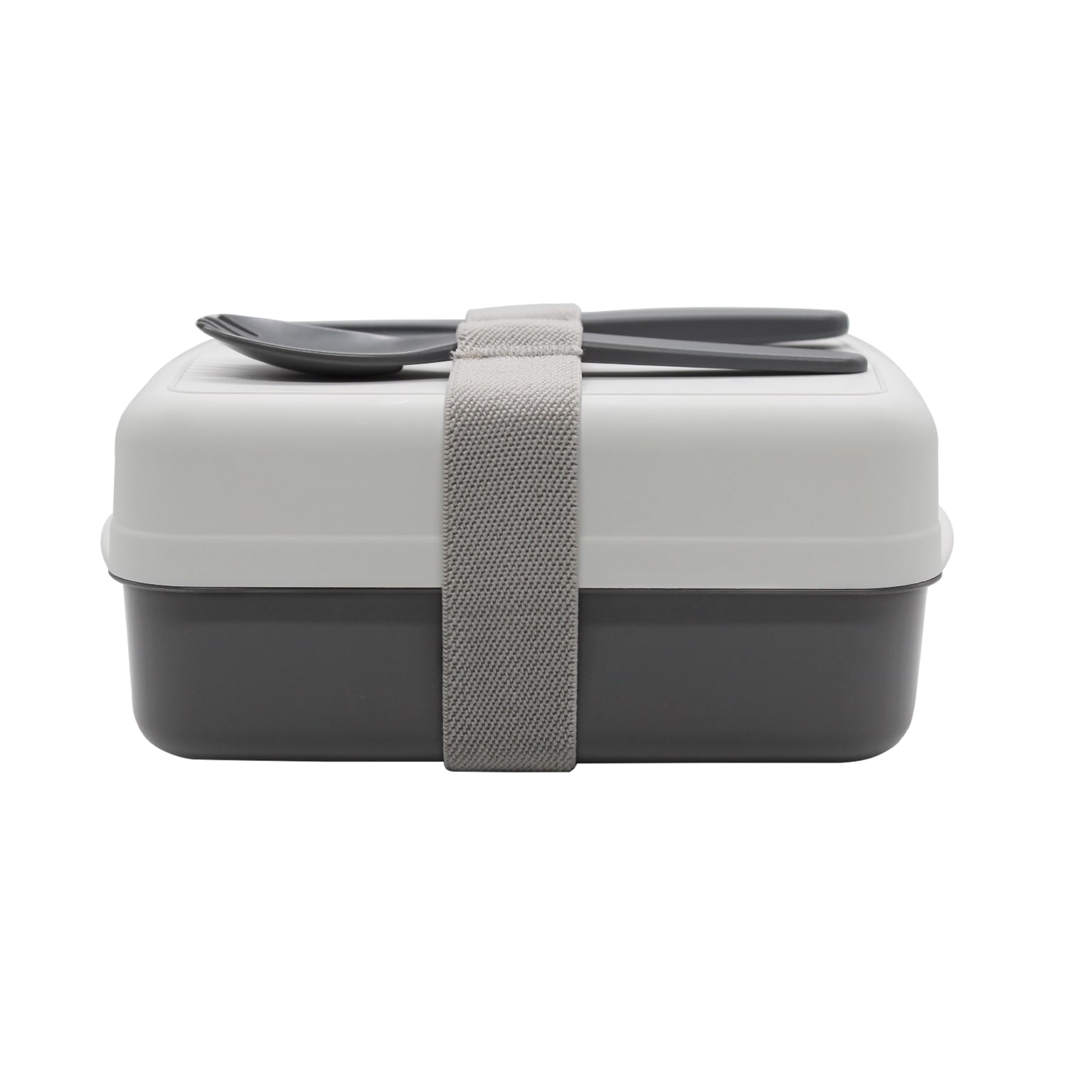 Ланч-бокс Lunch Green Line со столовыми приборами (серый)-1