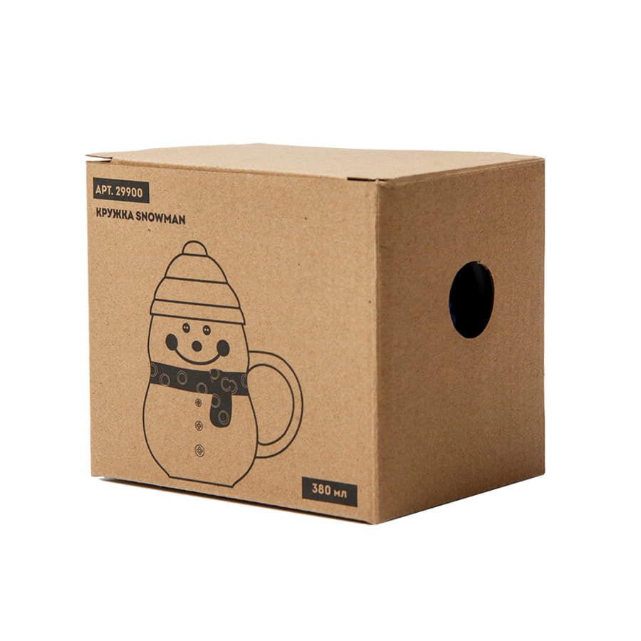 Кружка SNOWMAN с крышкой, белый, красный-4