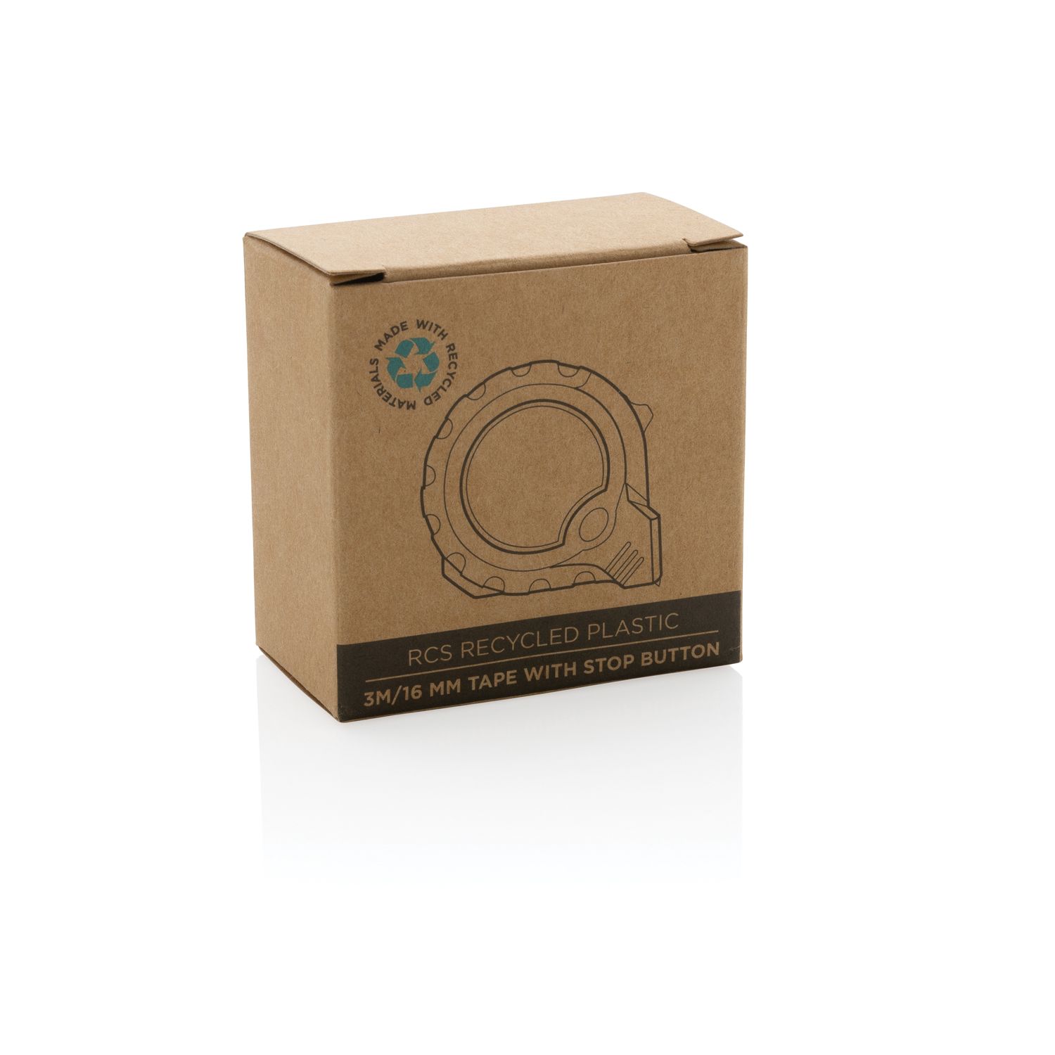 Рулетка из переработанного пластика RCS с кнопкой блокировки, 3м/16 мм-8