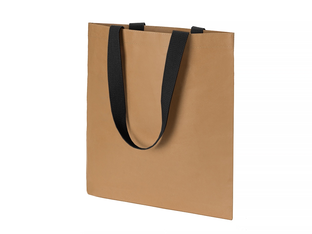 Сумка-шоппер Papyrus из моющейся крафт-бумаги, натуральный/черный-2