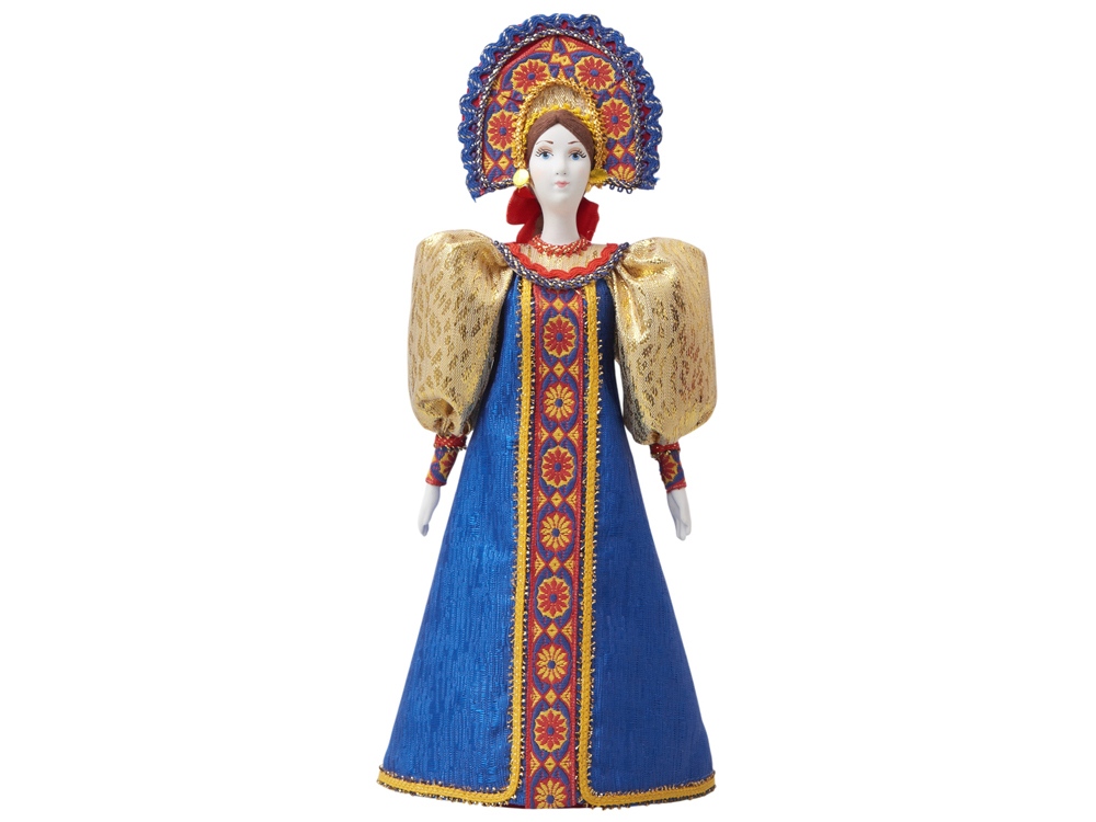 Подарочный набор: кукла фарфоровая, мед, синий-6