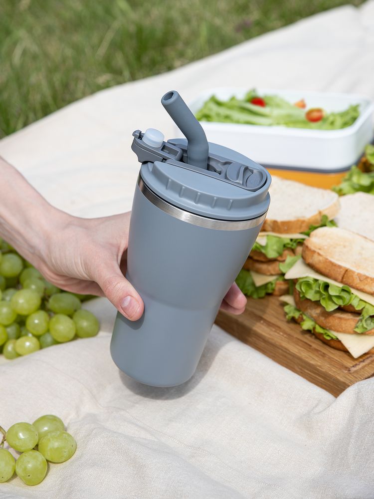 Термостакан Sapporo без логотипа, серый-5