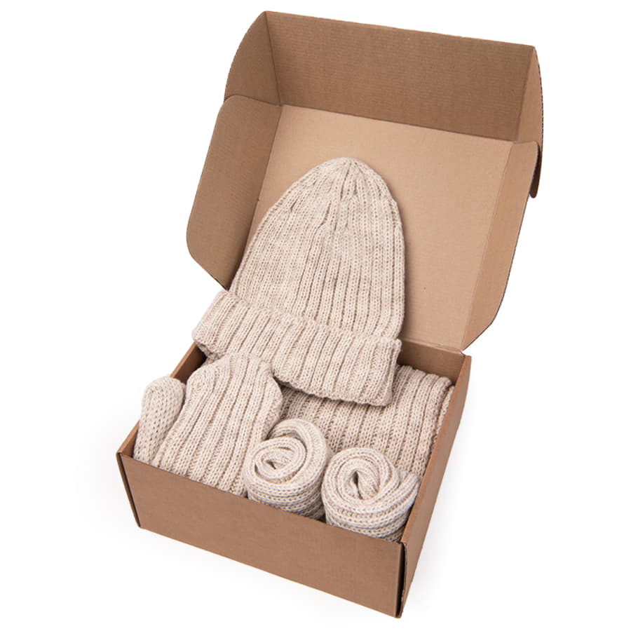 Шапка бини вязаная НАСВЯЗИ©  шерсть/ акрил, бежевый-1