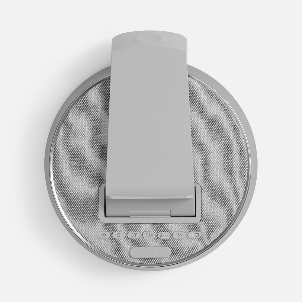 Bluetooth-колонка с беспроводной зарядкой и часами netEnergy, серая-5