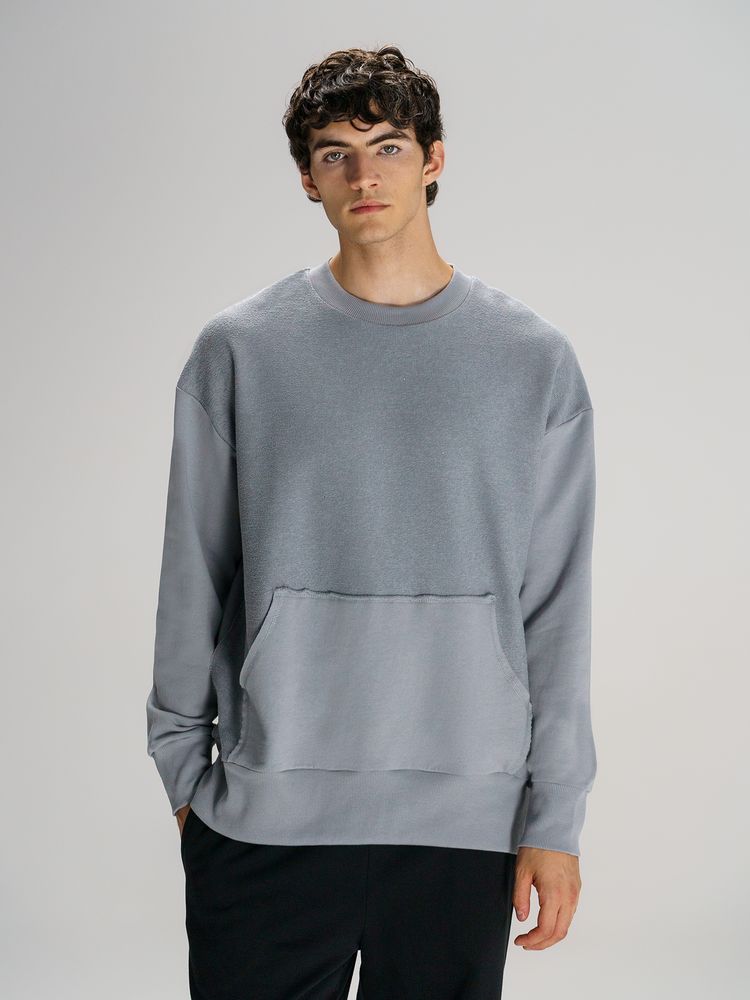 Свитшот оверсайз унисекс Vozduh, светло-серый-4