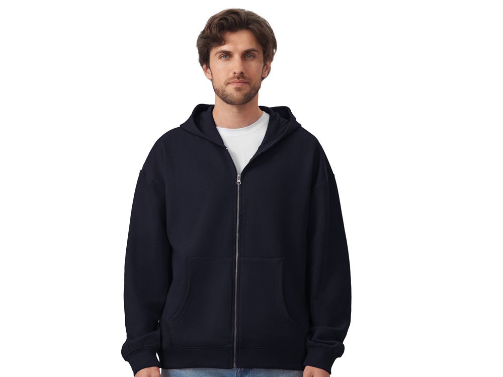 Толстовка оверсайз с капюшоном на молнии Monaco, темно-синий-1