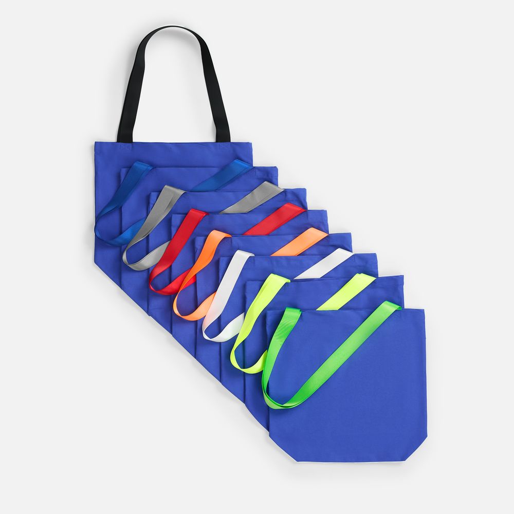 Шопер B5, синий с широкими оранжевыми ручками-1