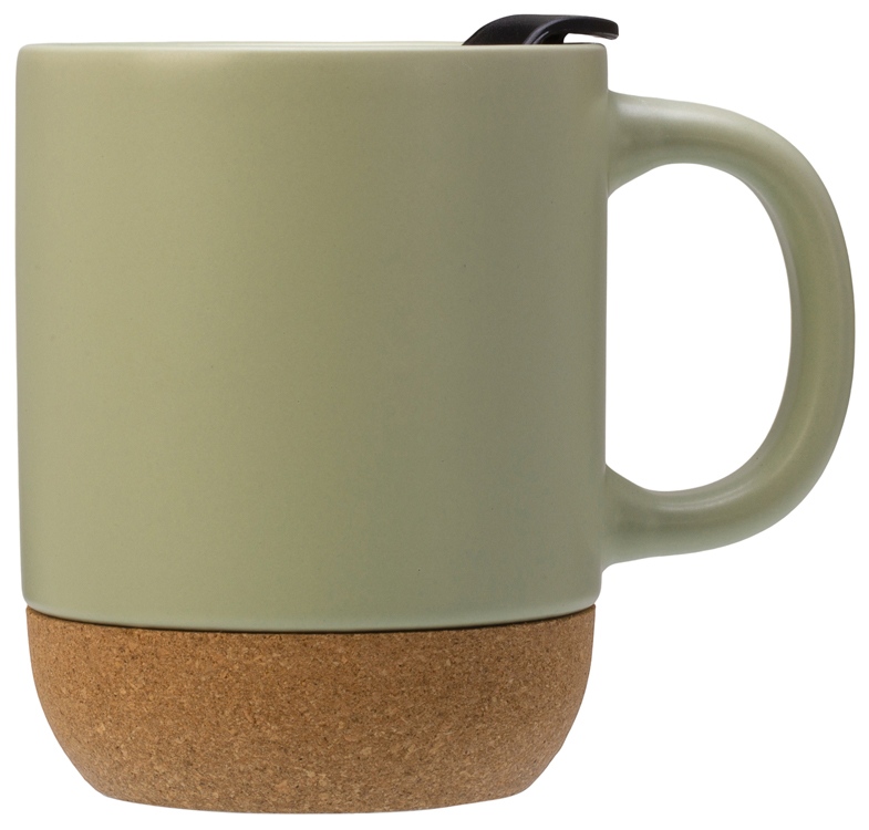 Кружка Denpasar с пробковым дном и крышкой, цветная с двух сторон, оливковый-4