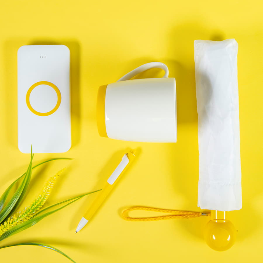 Ручка шариковая FORTE, желтый, белый-2