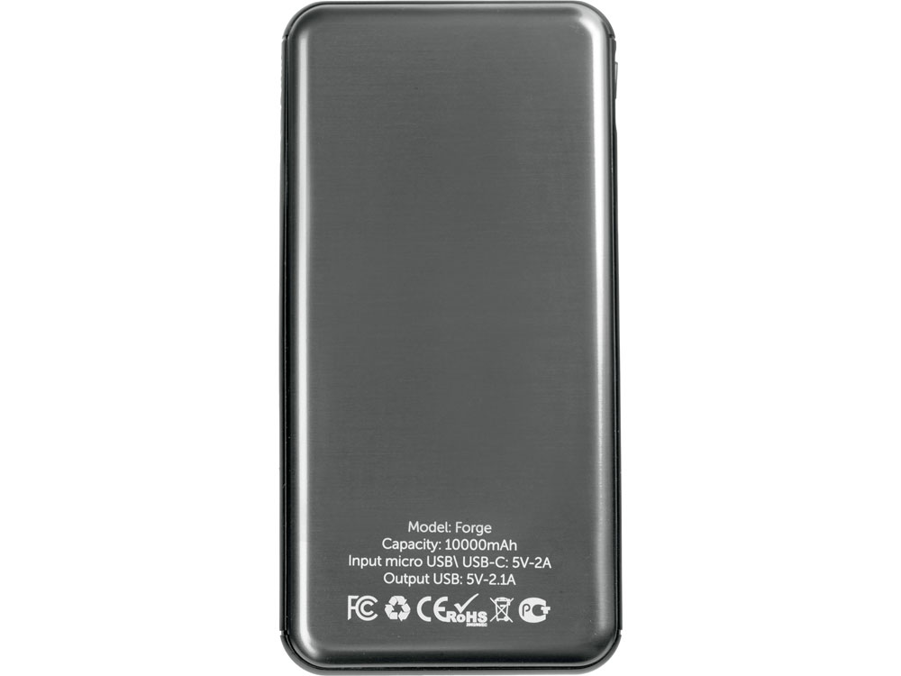Внешний аккумулятор Forge v.2, металл, 10000mah, серый-2