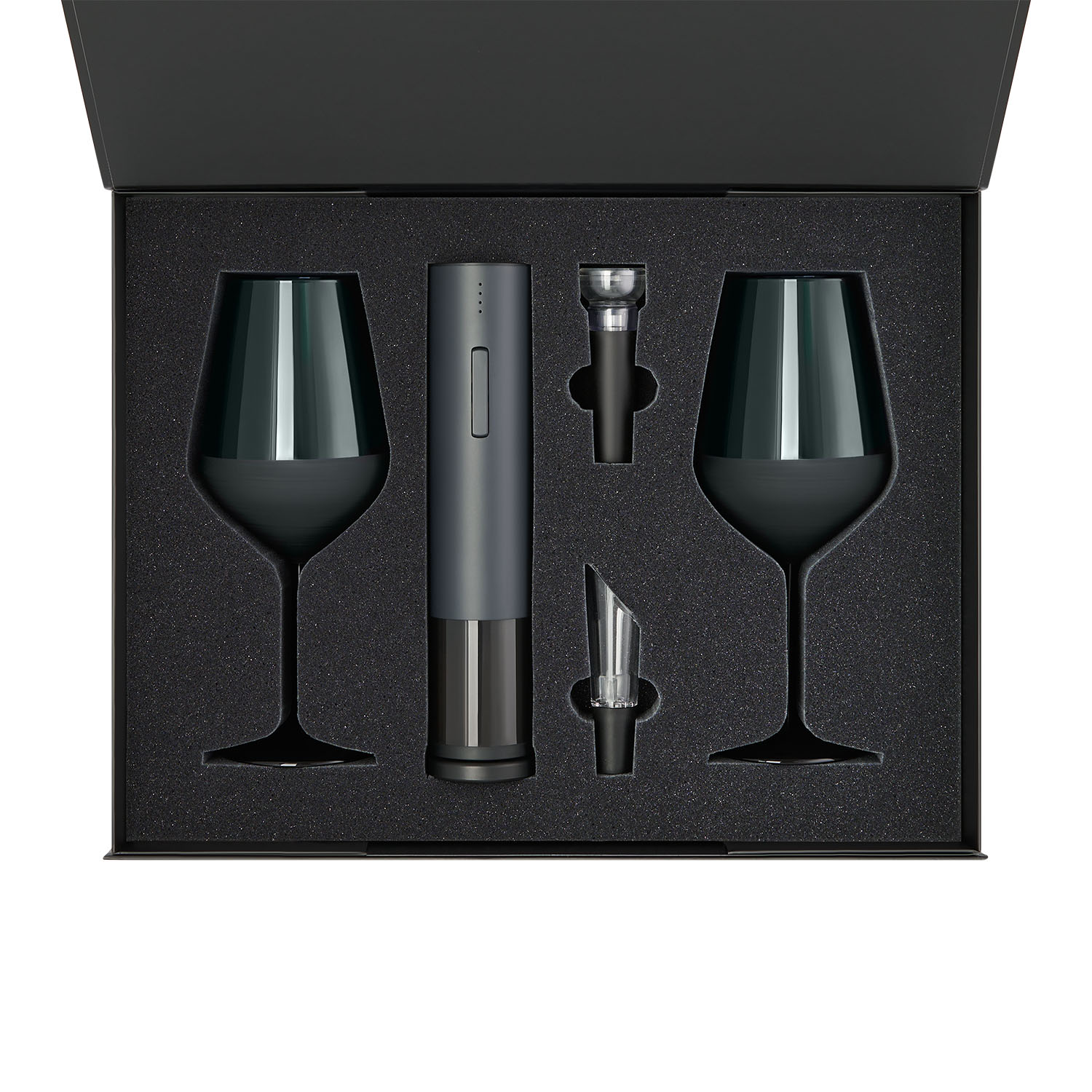 Подарочный набор 2 бокала для вина Emerald + набор для вина Sacramento в черной коробке-1