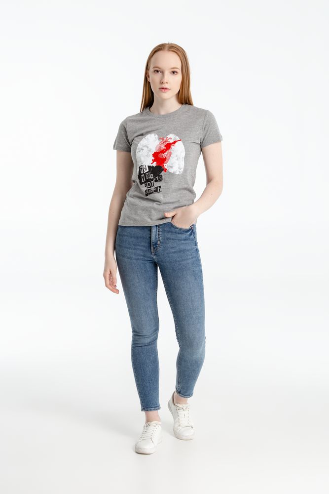 Футболка женская «Ты у меня вот здесь», серый меланж-2