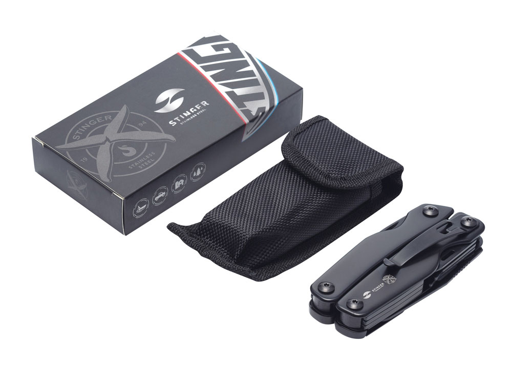 Мультитул Stinger, 100x40 мм, 11 функций, сталь, чёрный, в комплекте нейлоновый чехол-5