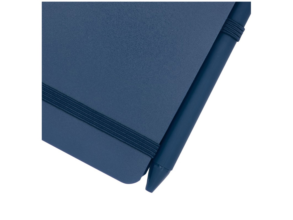 Блокнот Thalaasa формата А6 в твердой обложке из океанического пластика с шариковой ручкой - Синий-4