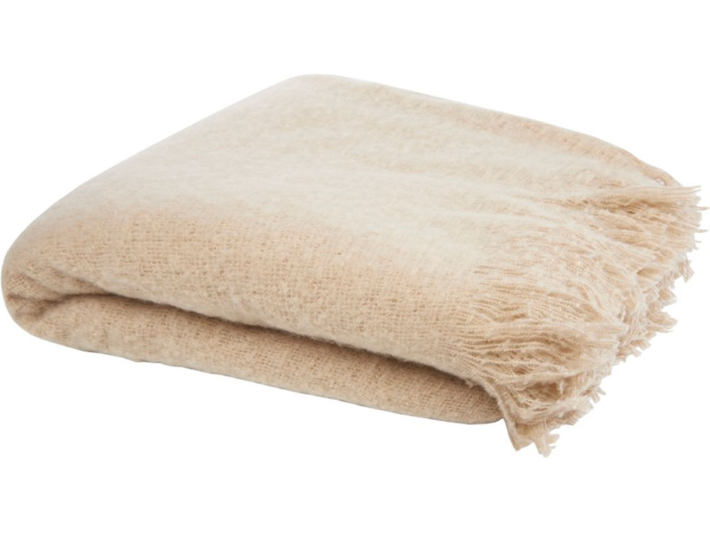 Мохеровый плед из вторичного ПЭТ Ivy, бежевый-2