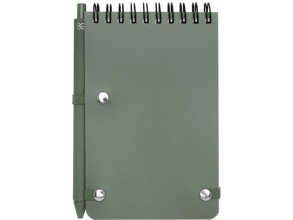 Блокнот Thalaasa формата А6 в твердой обложке из океанического пластика с шариковой ручкой - Зеленый яркий-2