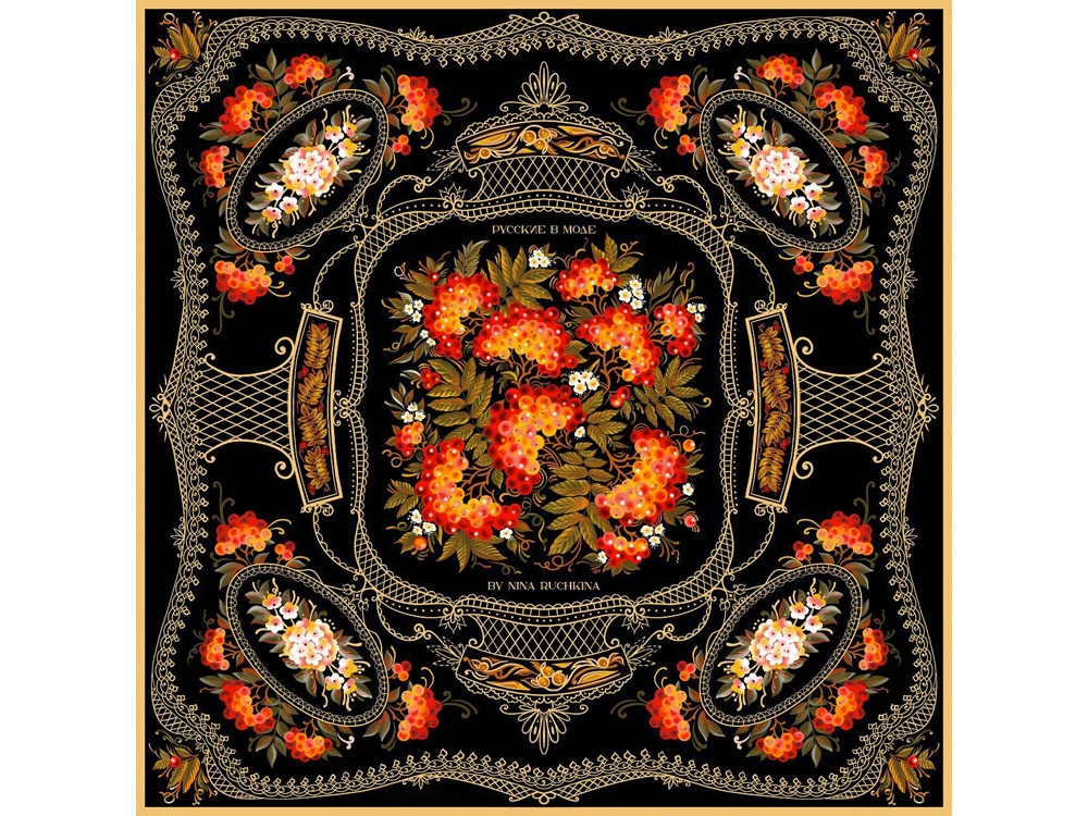 Платок Тагильский поднос, черный-0