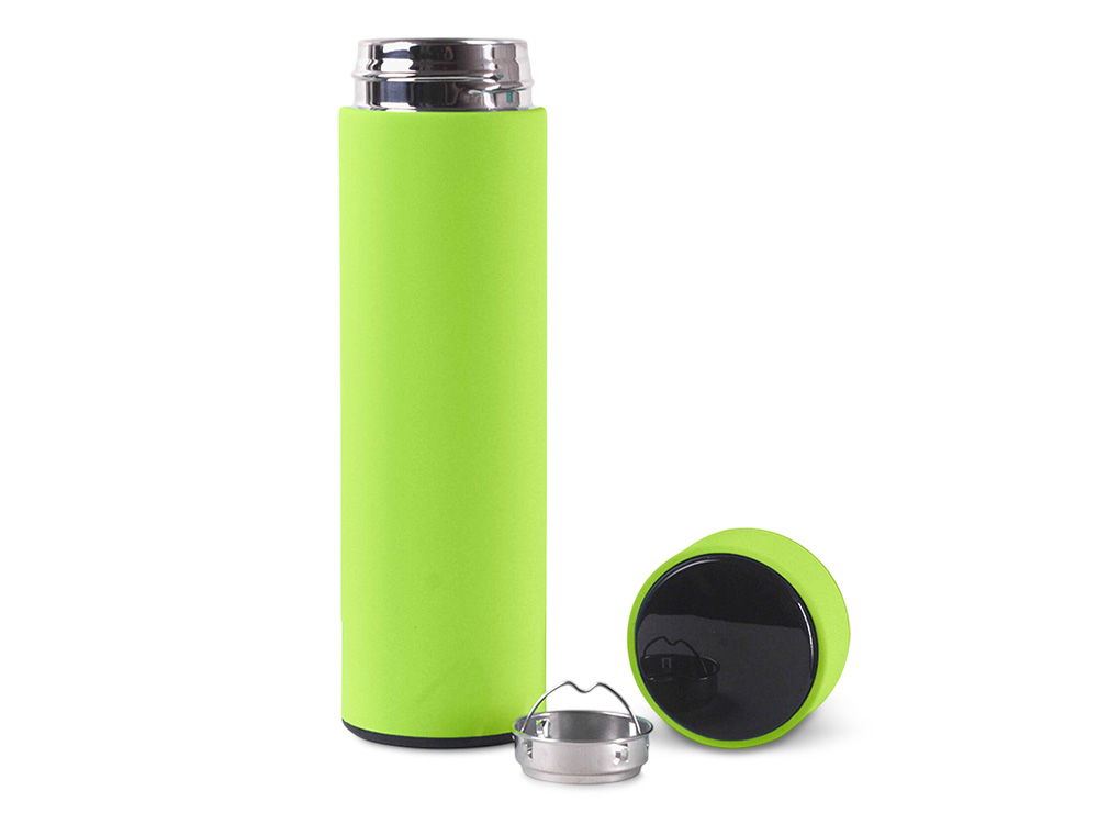 Термос FAMILY MARK LED, soft touch (Светло-зелёный)-0