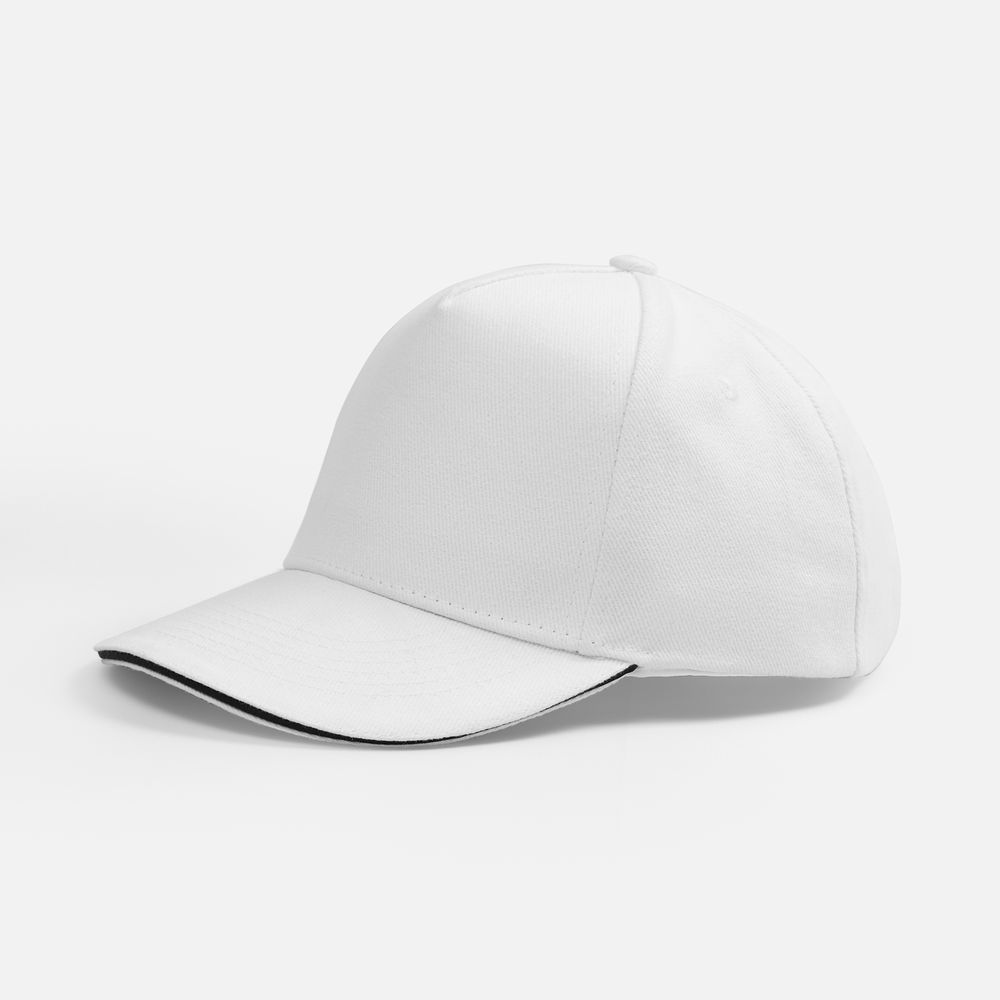 Бейсболка Classic 2.0, белая с темно-синим кантом-0