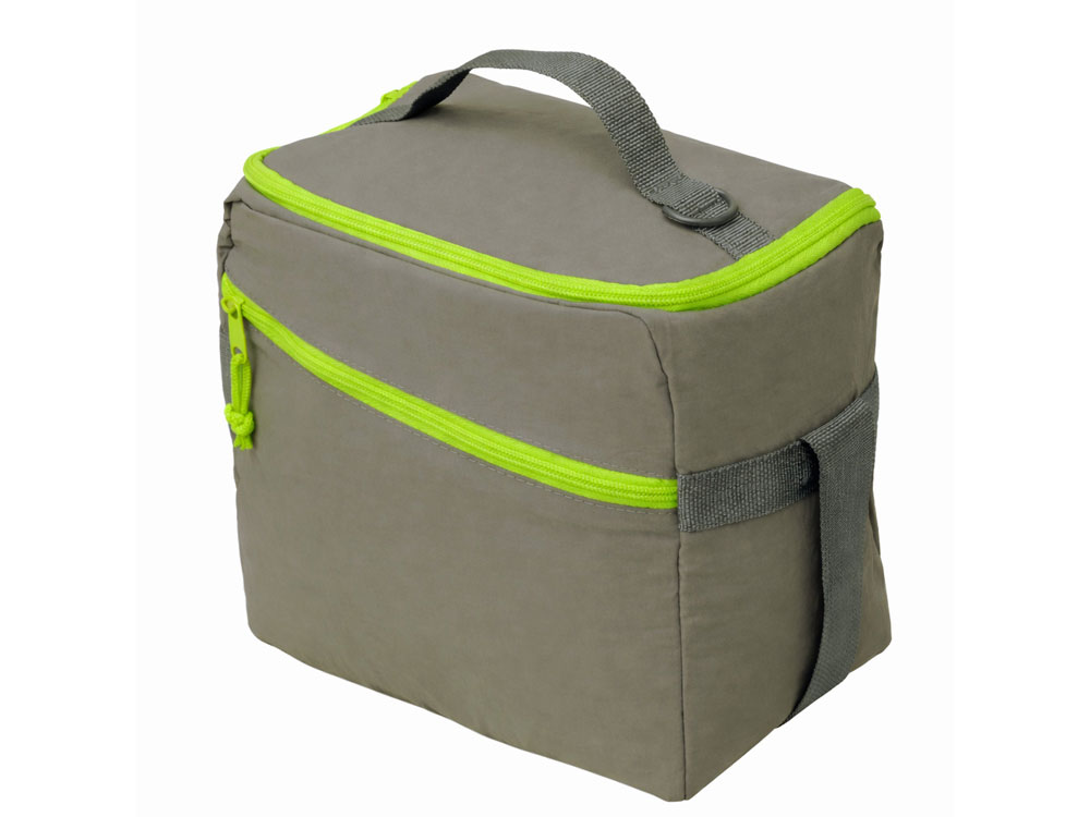 Изотермическая сумка-холодильник Neo Classic c контрастной молнией, серый/зеленое яблоко-8