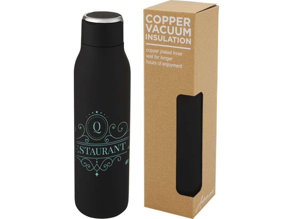 Marka, медная бутылка объемом 600 мл с вакуумной изоляцией и металлической петлей, черный-6