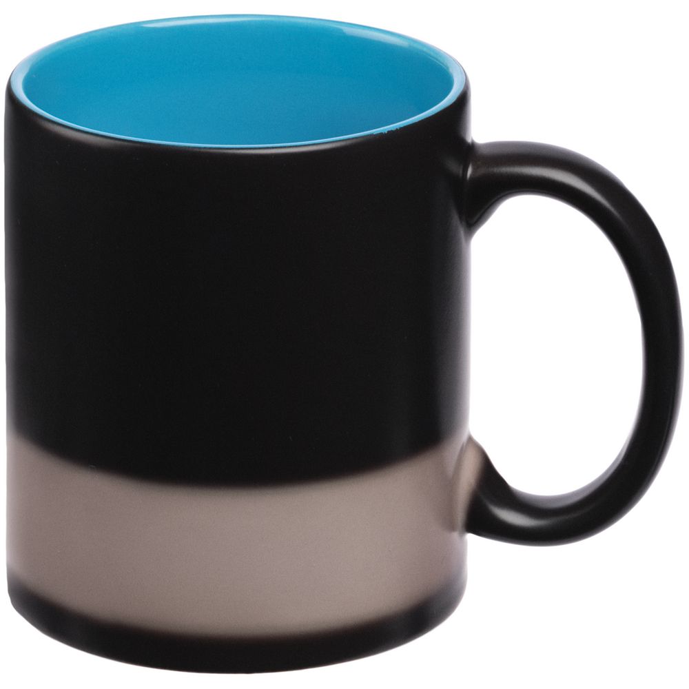 Кружка-хамелеон On Display, матовая, черная с голубым-2
