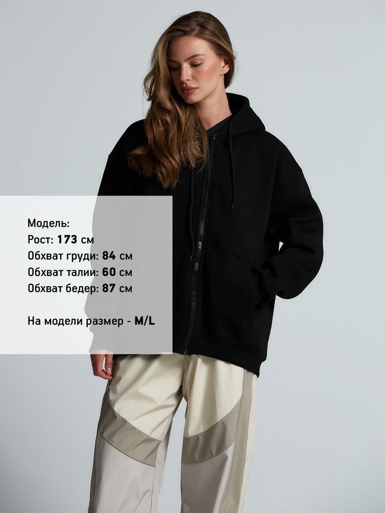 Толстовка унисекс оверсайз Zippy, черная-3