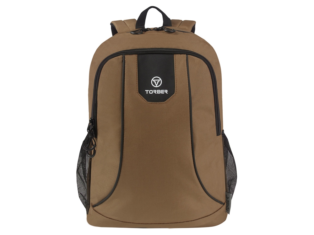 Рюкзак TORBER РАКЕТА с отделением для ноутбука 15,6, коричневый, полиэстер 600D, 46 х 30 x 13-0
