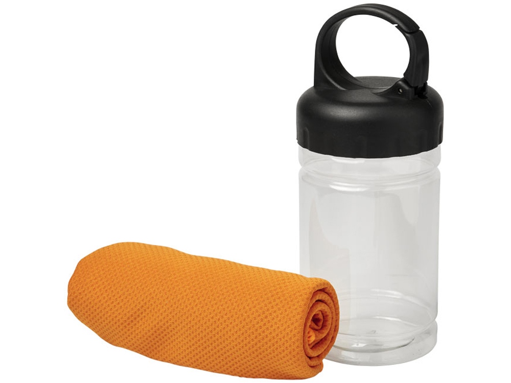 Охлаждающее полотенце Remy в ПЭТ-контейнере, оранжевый-0