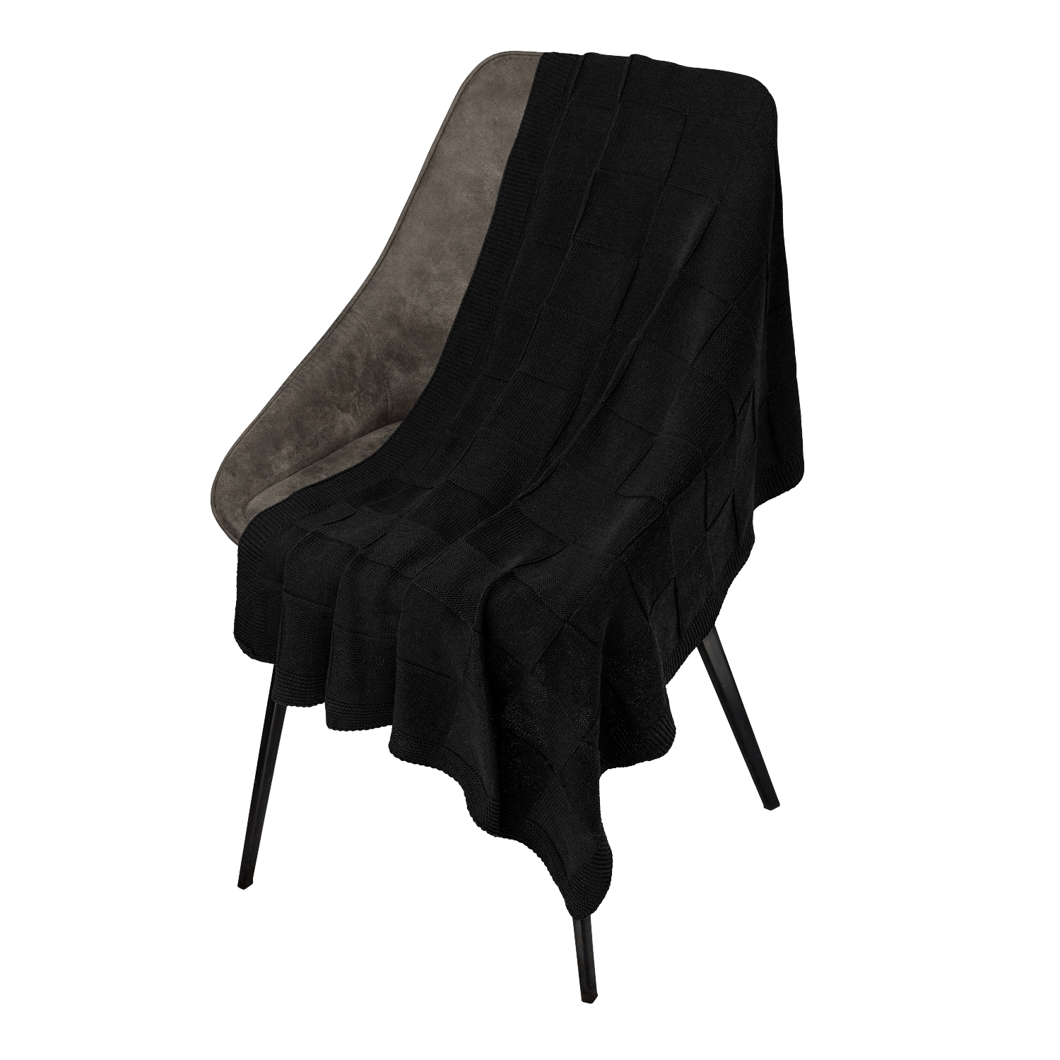 Плед Cella вязаный, черный (без подарочной коробки)-0