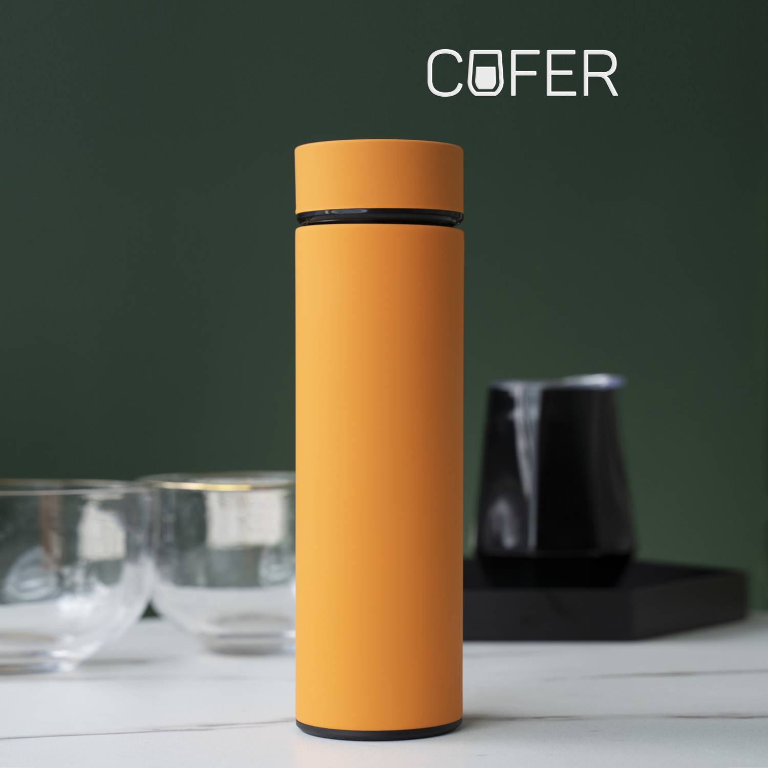 Термос Reactor софт-тач с датчиком температуры (оранжевый)-0