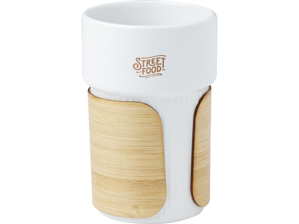 Fika стакан 340 мл с бамбуковым чехлом - Белый-3