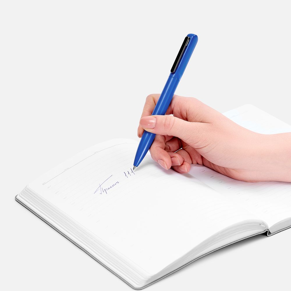 Ручка шариковая Lucenti с подсветкой логотипа, в футляре, синяя-2