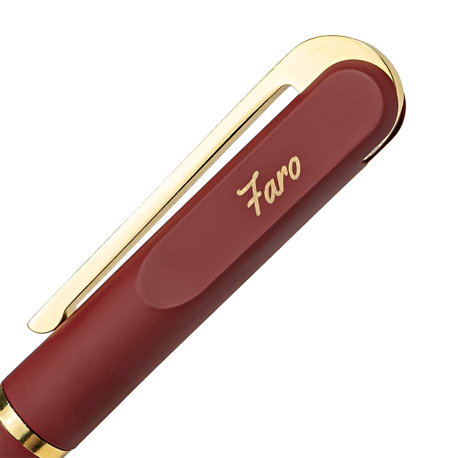 Ручка шариковая FARO, покрытие soft touch, бордовый, золотистый-5