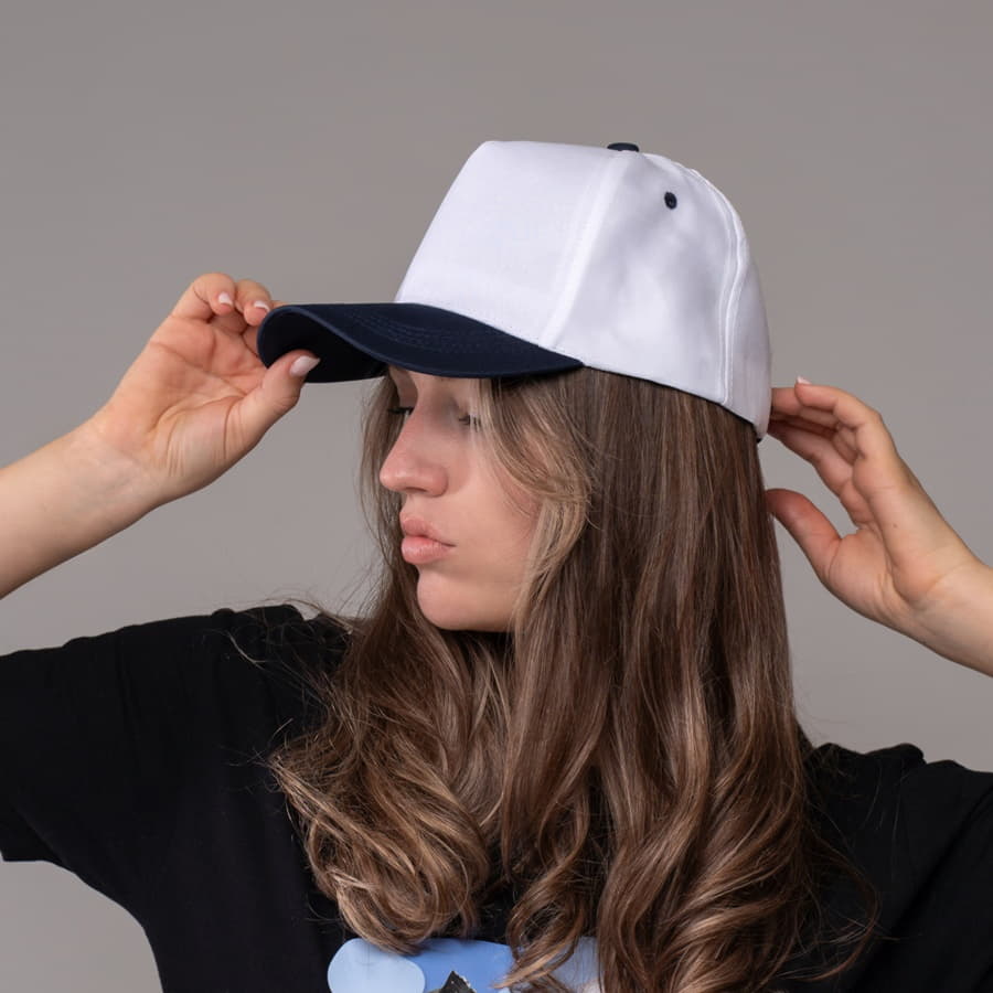 Бейсболка JOKER, 5 клиньев,  застежка на липучке, белый, синий-3