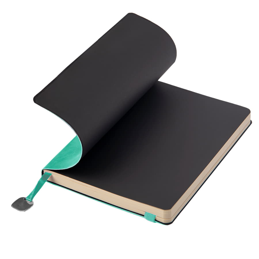 Ежедневник недатированный Boomer, А5,  бирюзовый, кремовый блок в линейку, без обреза, бирюзовый-3