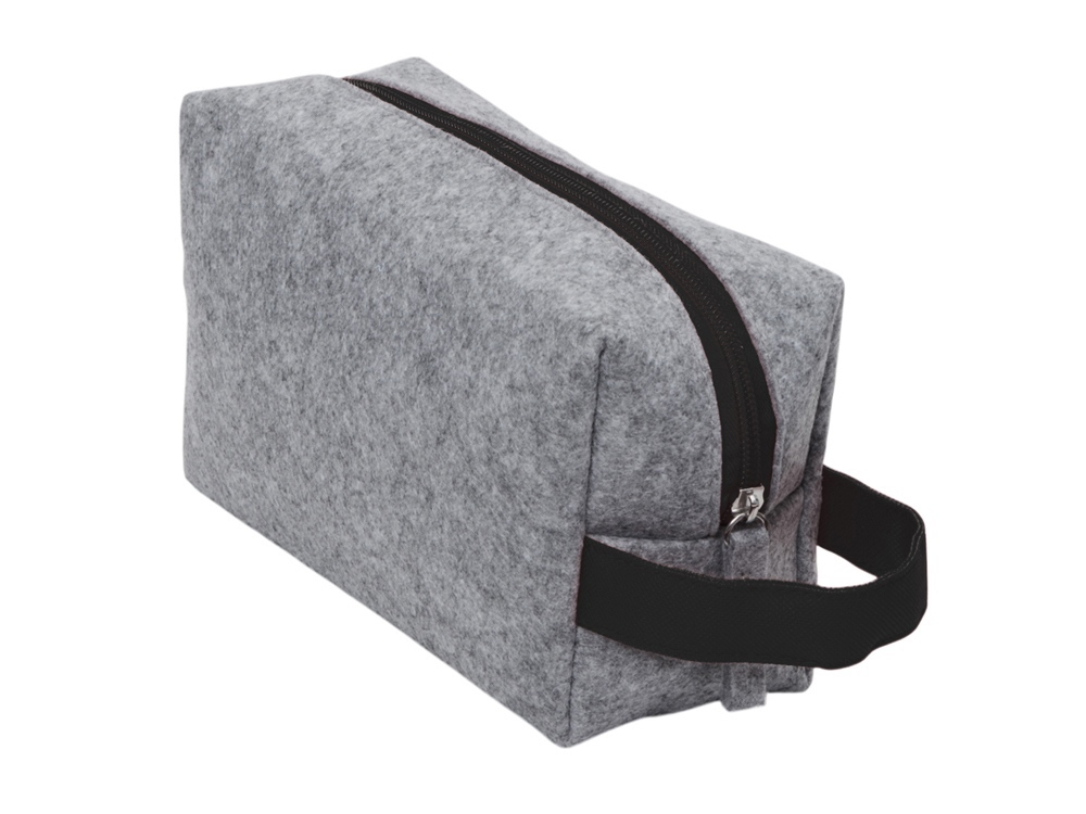 Органайзер для электроники и проводов Felt из RPET-фетра с ручкой, серый с черным-2