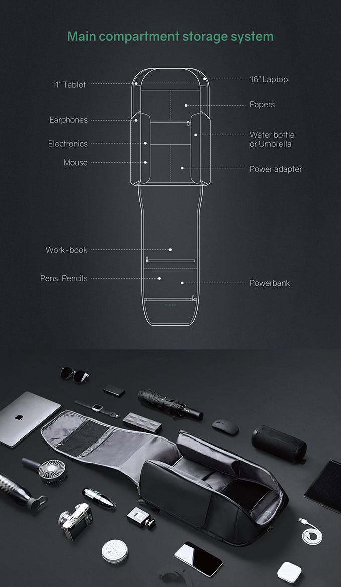Рюкзак FlipPack 47х30х17 см, темно-зеленый/черный-16