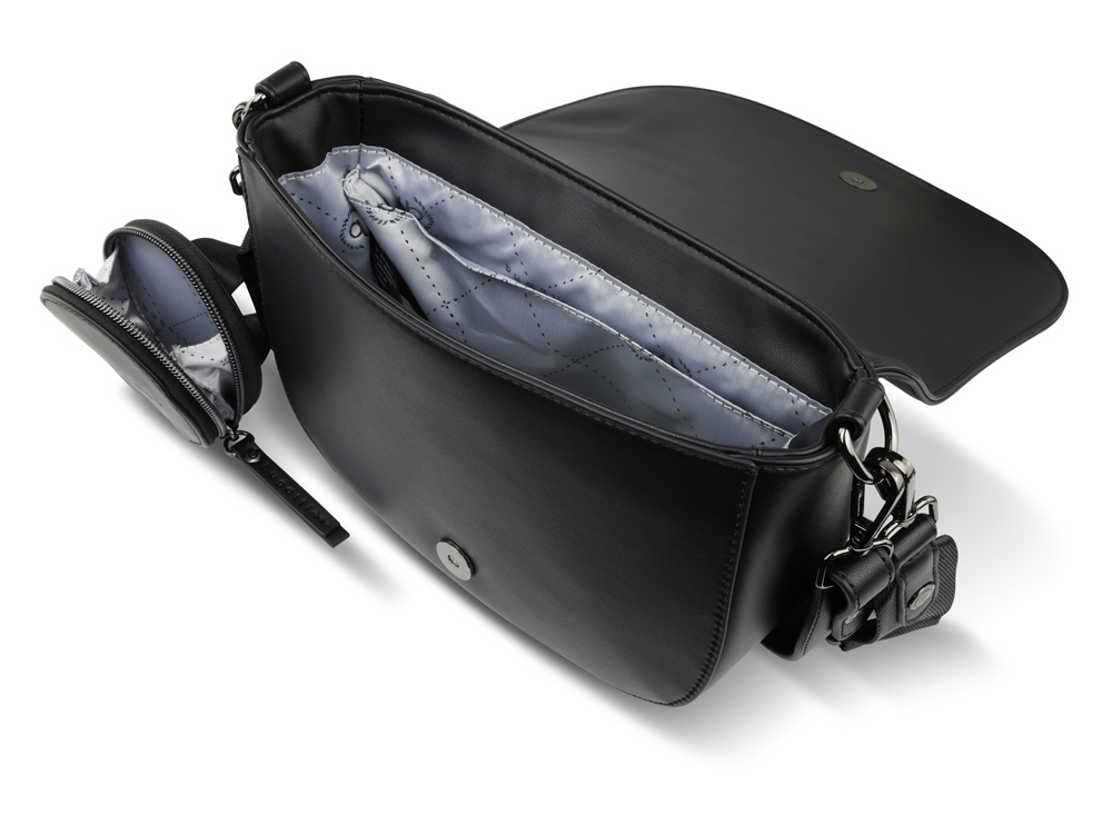 Сумка наплечная женская BUGATTI Almata, с кошельком, чёрная, полиуретан, 27х6х18,5 см-2