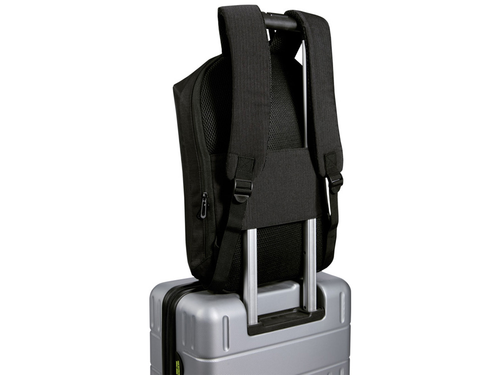 Рюкзак Luma для ноутбука с диагональю экрана 15 дюймов с защитой от кражи объемом 10 л из материала, переработанного по стандарту GRS - сплошной черный-3