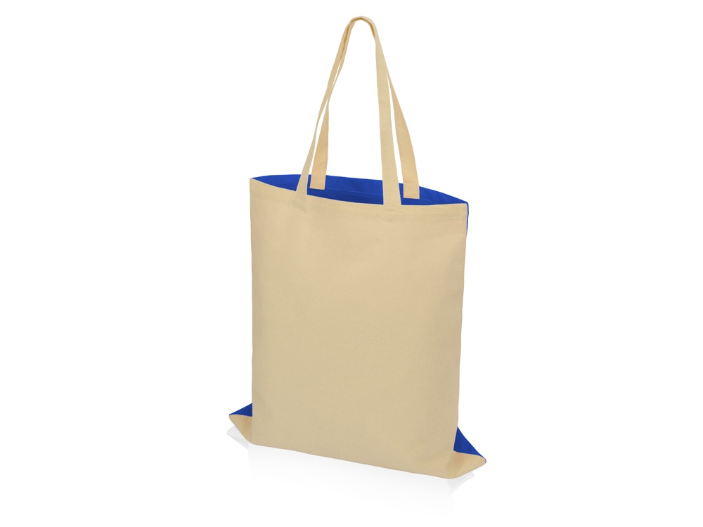 Сумка для шопинга Twin двухцветная из хлопка, 180 г/м2, синий/натуральный-2